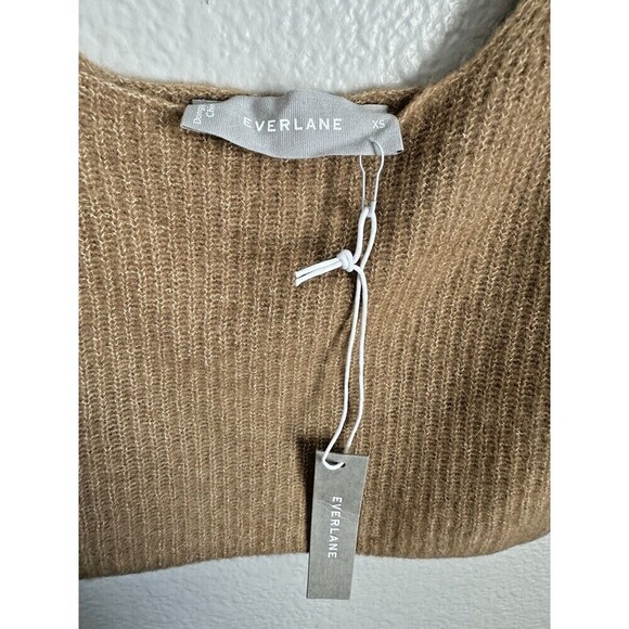 NEW Everlane The Cozy Stretch Tank Women's Size XS Brown Yak Wool Blend Cropped - Picture 3 of 5
